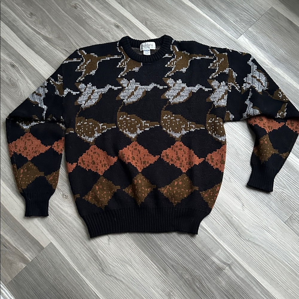 ✨Fellini Vintage 80s Knit All over Print Sweater